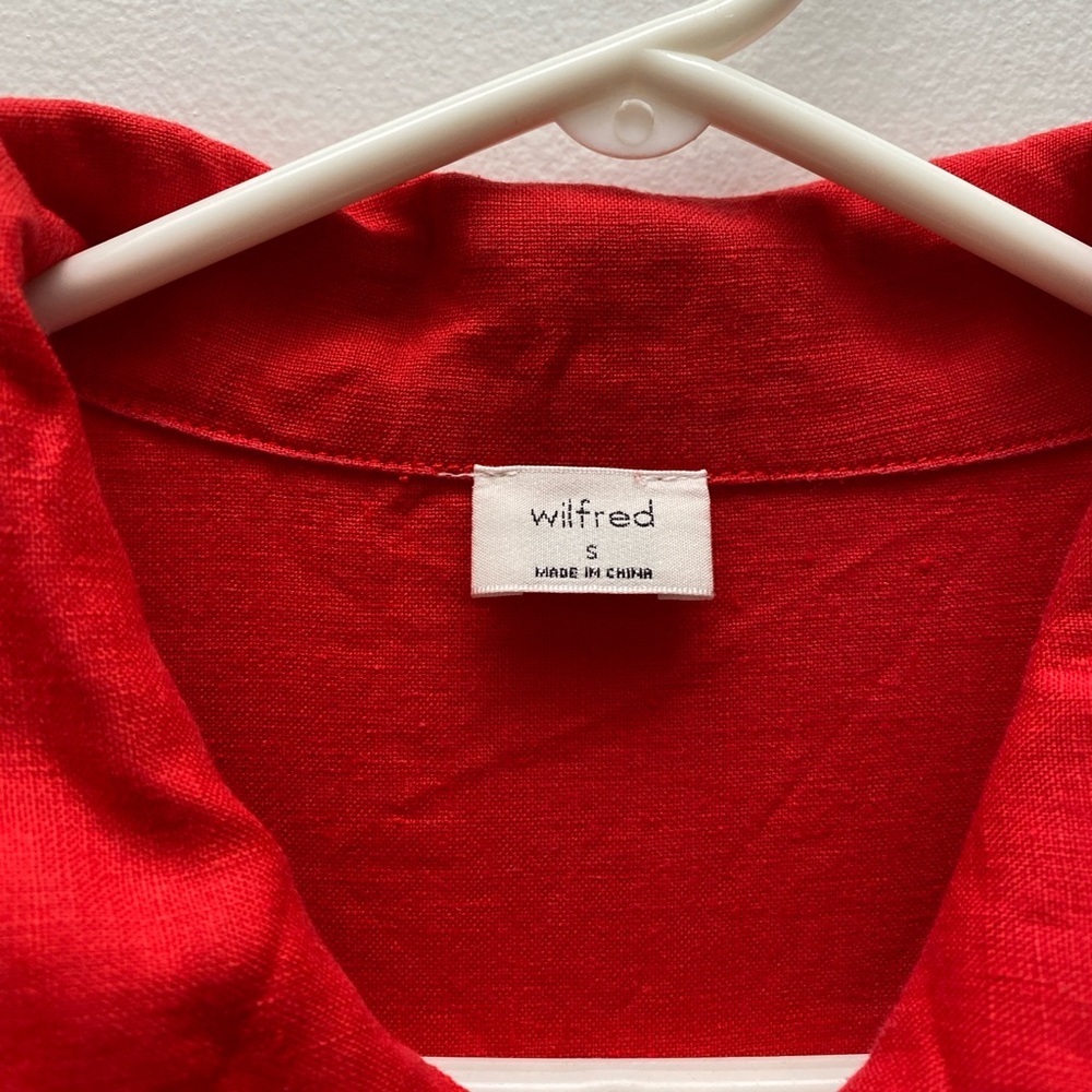 Aritzia - Wilfred Naeva Pure Linen Red Button-Up Women's Dress - Picture 7 of 8